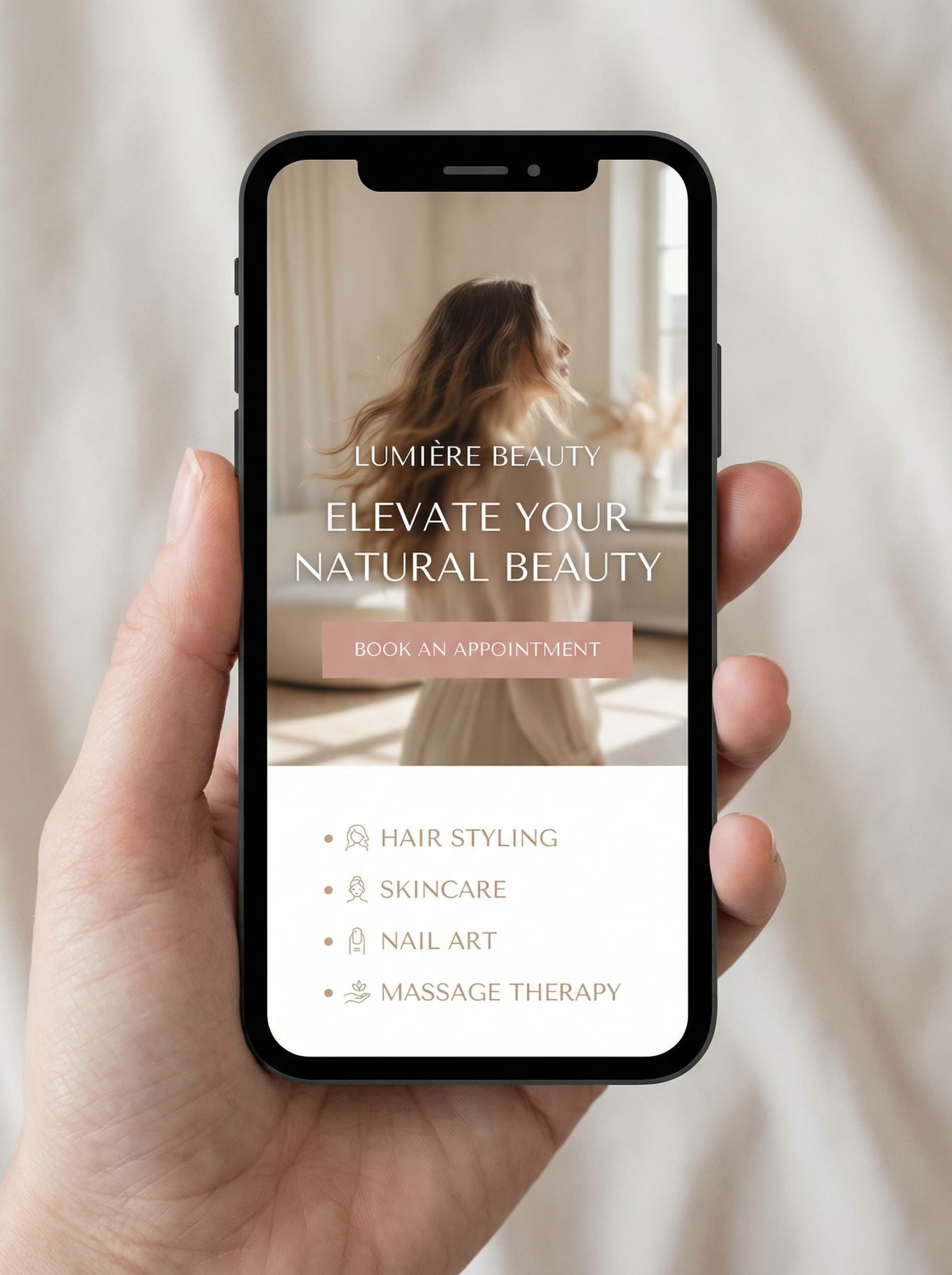 Example salon website design in Cashel